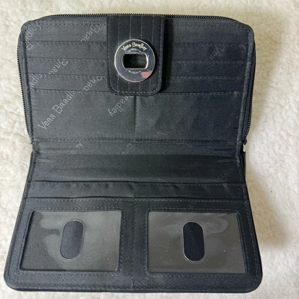 Vera Bradley Black‎ Quilted Zip Wallet Turn Lock Organizer